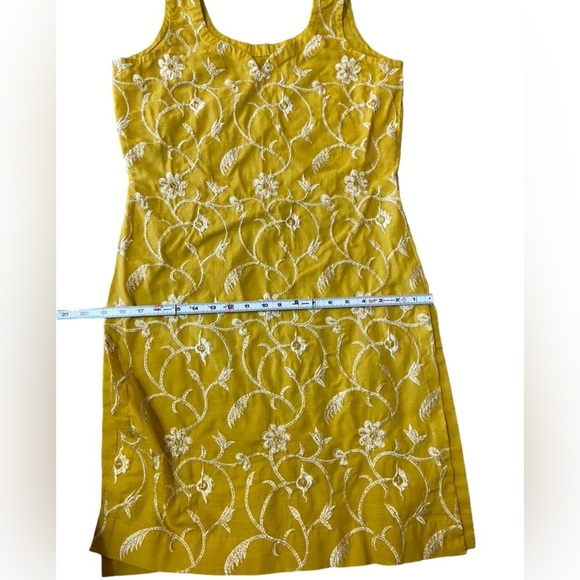 Beautiful Yellow Mustard Colored Embroidered Kurt’s Tunic Dress - Picture 14 of 16